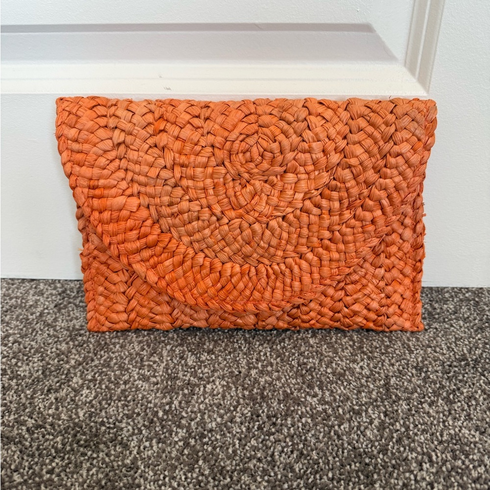 Orange Woven Clutch